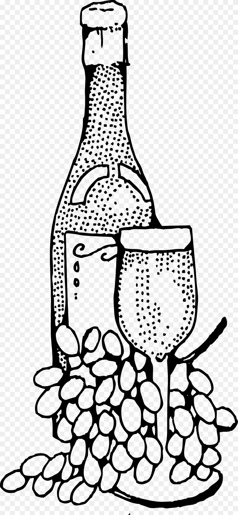 Wine Bottle And Glass Clip Arts Wine Clipart Black And White, Gray Free Png