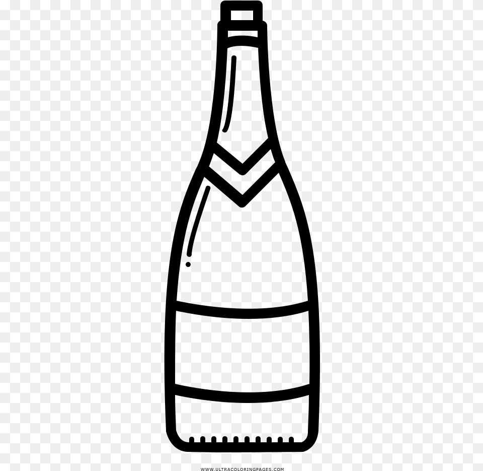 Wine Bottle Coloring, Gray Free Png Download
