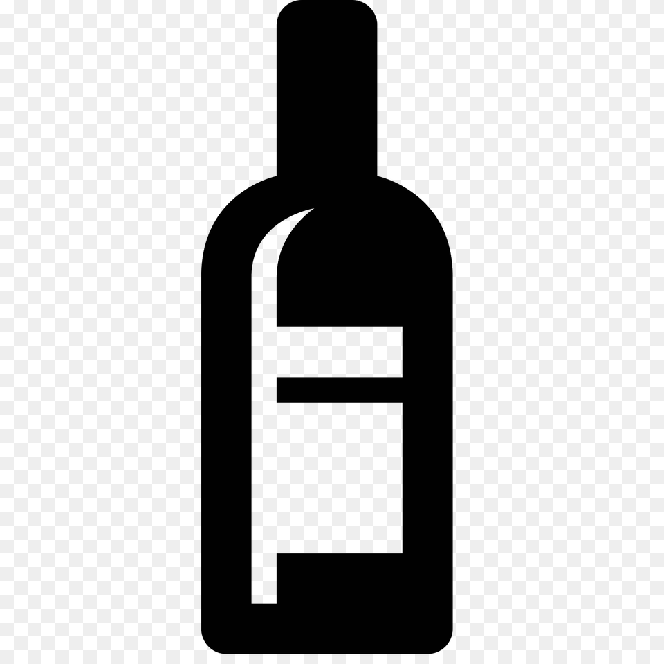 Wine Bottle Icon, Gray Png