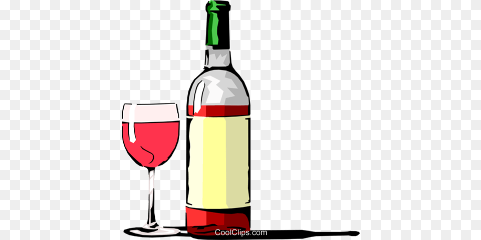 Wine Bottle With Glass Royalty Vector Clip Art Illustration, Alcohol, Beverage, Liquor, Wine Bottle Png