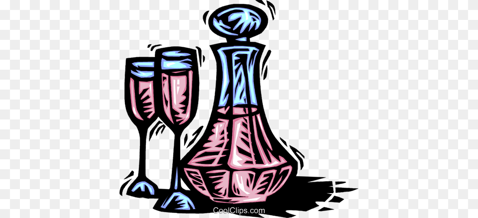 Wine Decanter With Wine Glasses Royalty Vector Clip Art, Glass, Bottle Free Png Download