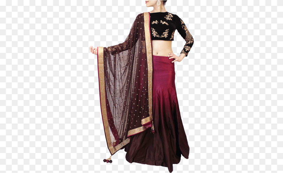 Wine Embroidered Lehenga Wine And Black Lehenga, Adult, Female, Person, Woman Free Png Download