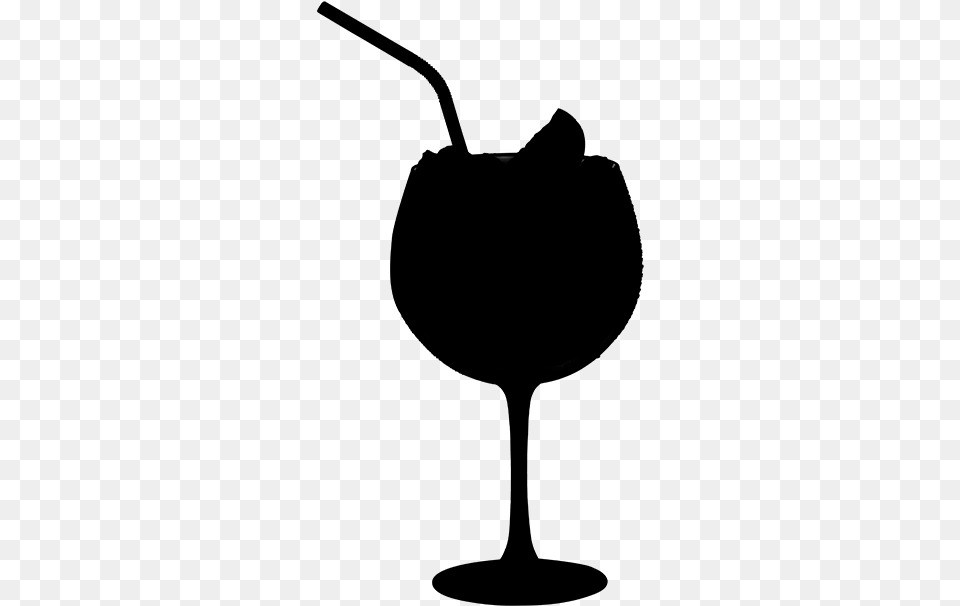 Wine Glass Clip Art Silhouette Two Wine Glass With Straw Clipart, Gray Free Png