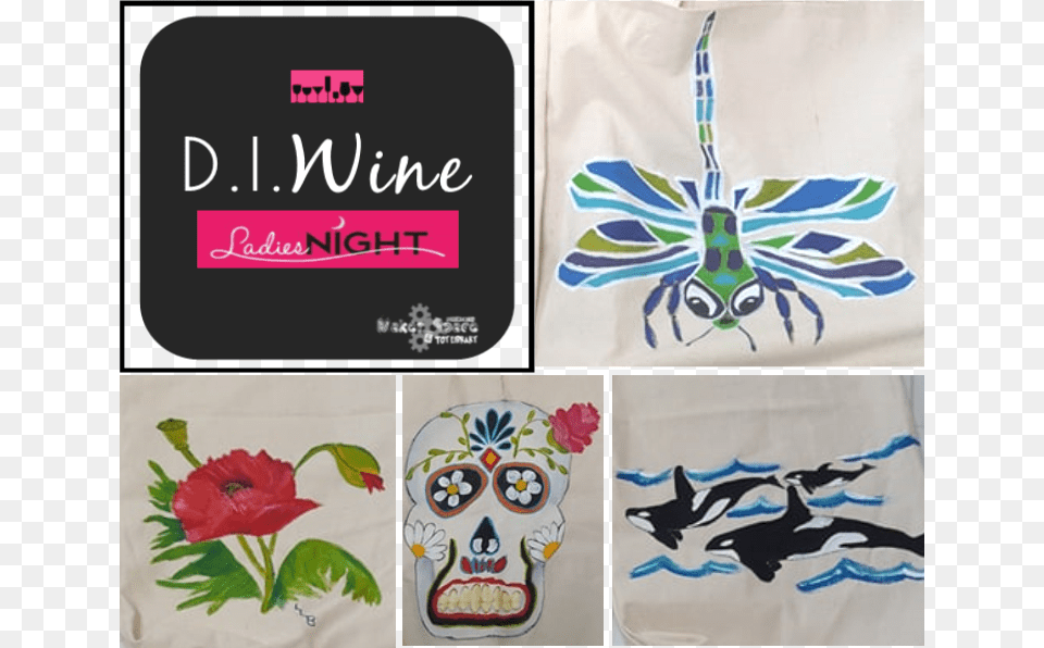 Wine Ladies Night Painted Canvas Tote Bag Port Mcneill Logo, Home Decor, Baby, Person, Rose Free Png Download