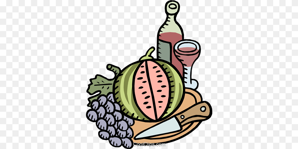 Wine With Melon And Grapes Royalty Vector Clip Art, Food, Fruit, Plant, Produce Free Png Download