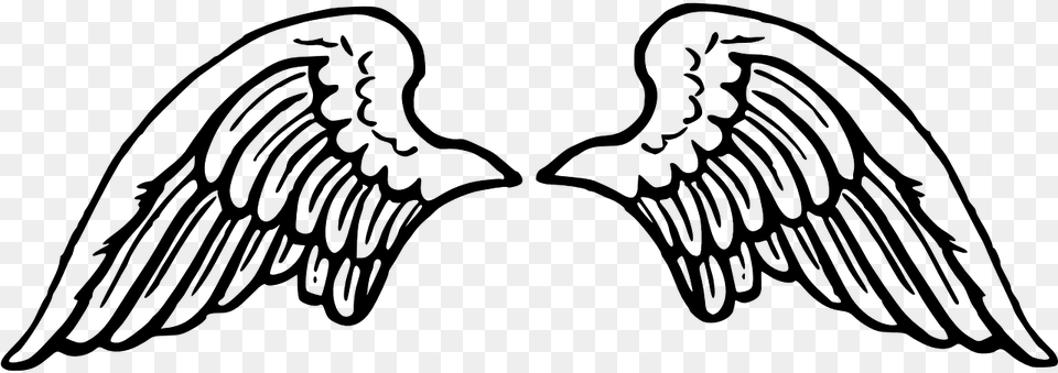 Wing Spread Angel Flying Peace Wings Clipart, Gray Free Png
