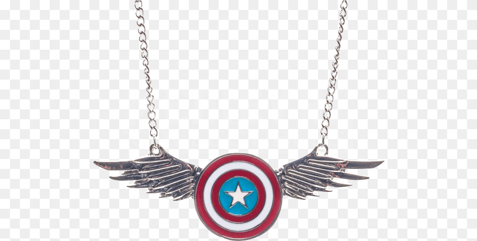 Winged Captain America Shield Necklace Marvel Captain America Necklace, Accessories, Jewelry Png