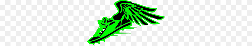 Winged Foot Green And Black Clip Art, Clothing, Footwear, Shoe, Dynamite Png Image