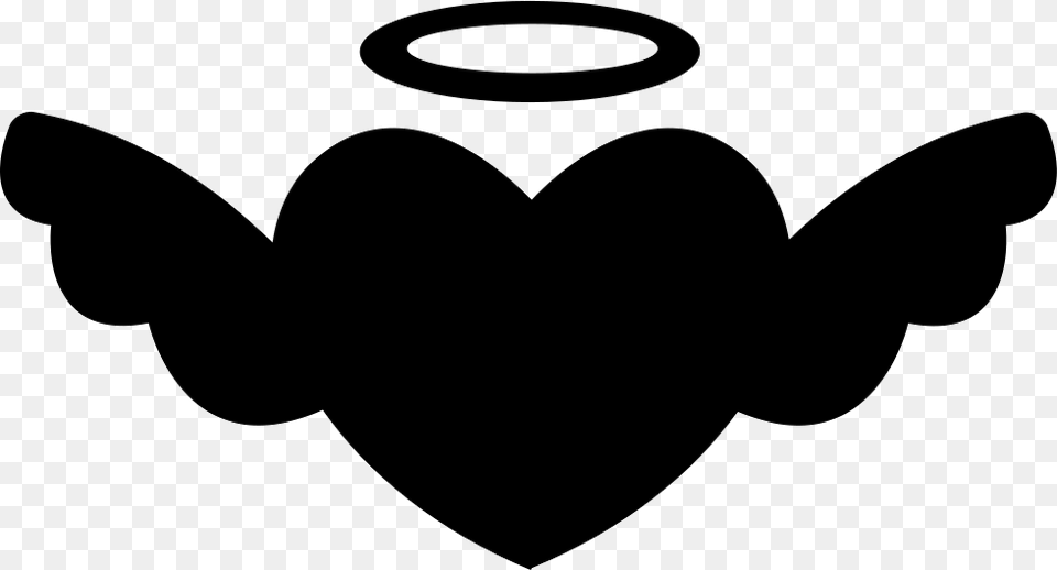 Winged Heart With An Halo Icon, Stencil, Logo Free Transparent Png
