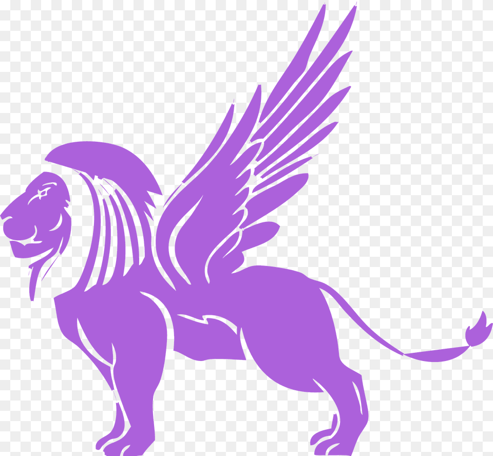 Winged Lion Silhouette, Animal, Bird, Face, Head Free Png Download