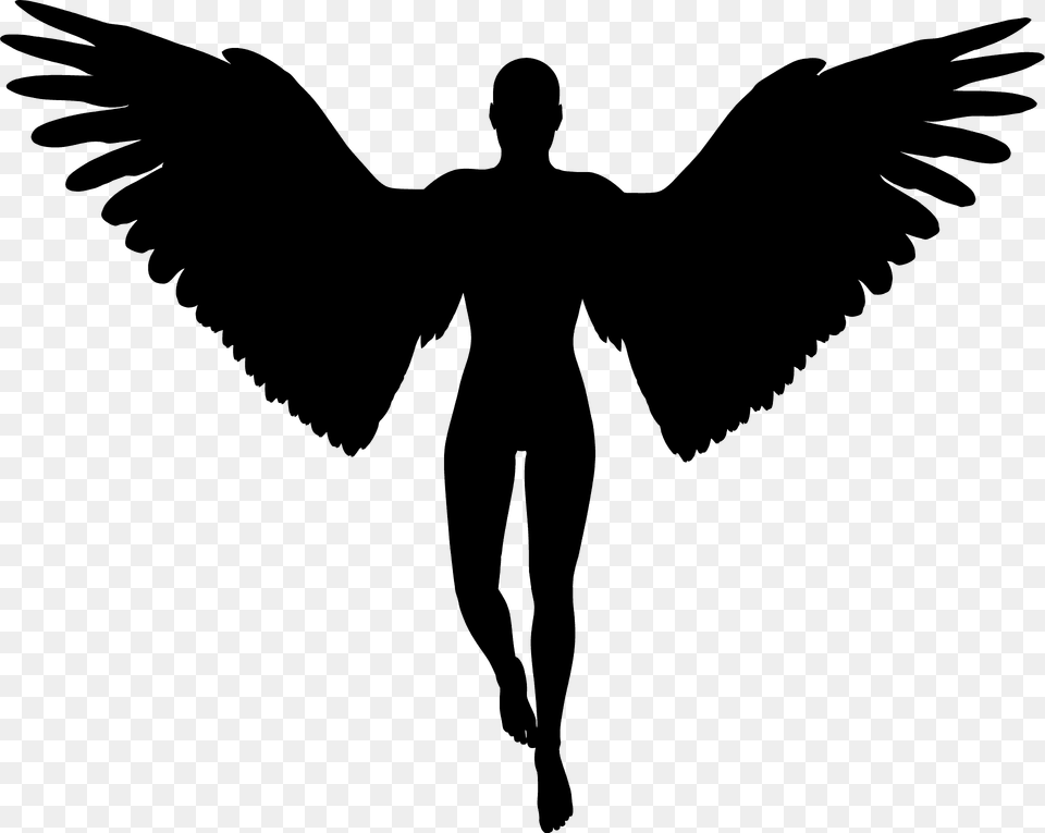 Winged Person Silhouette, Angel, Head Png Image