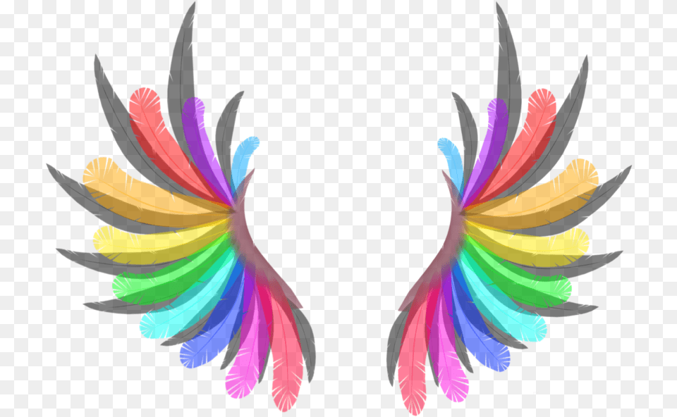 Wings Rainbow Color Wing Angle Artist Mwsk Picsart Angl Clip Art, Graphics, Light, Neon, Plant Png Image