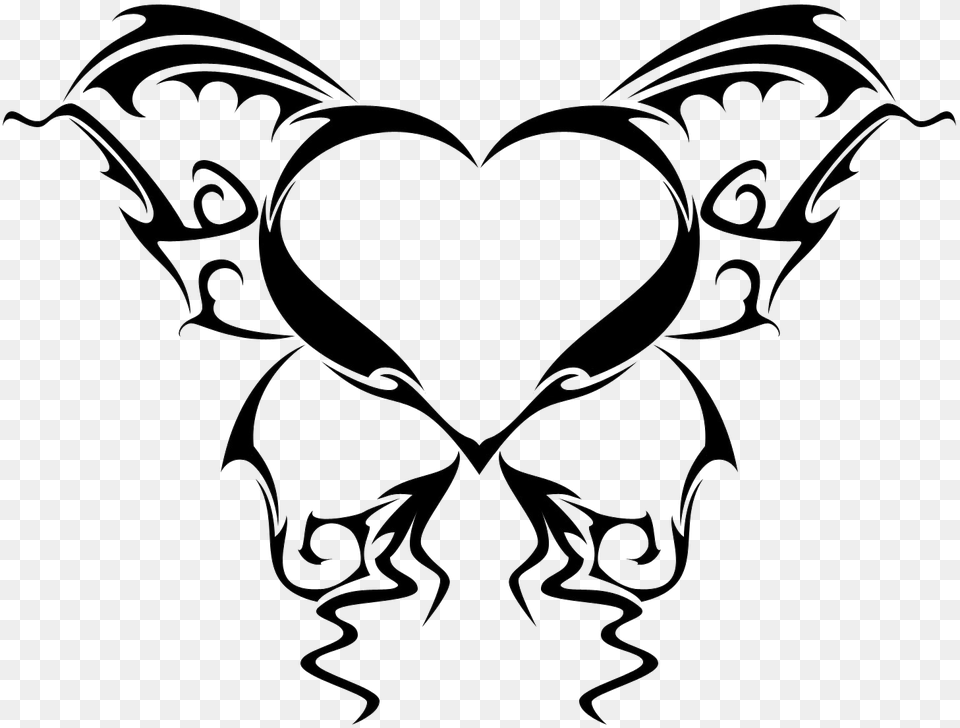 Wings Tattoo Picture Butterfly Heart Tattoo, Stencil, Art, Person, Skin Free Png Download