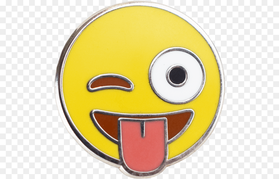 Wink Emoji Pin Emoji Pins, Badge, Logo, Symbol, Machine Png