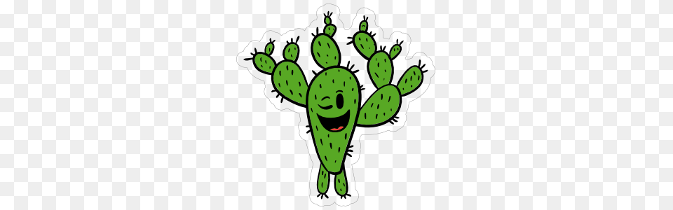 Winking Cactus Cartoon Sticker, Green, Plant, Dynamite, Weapon Free Png Download