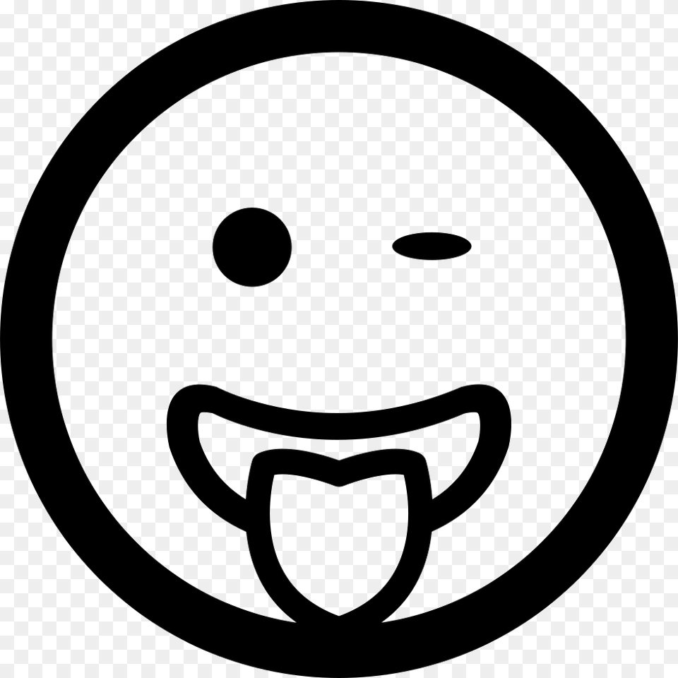 Winking Emoticon Smiling Face With Tongue Out Of The Smiley Face Smile With Tongue Clipart, Stencil, Logo, Ammunition, Grenade Free Transparent Png