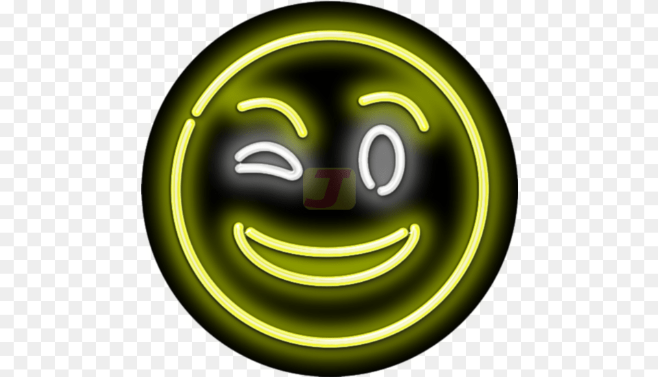 Winking Face Emoji Neon Sign Happy, Light, Disk Free Transparent Png