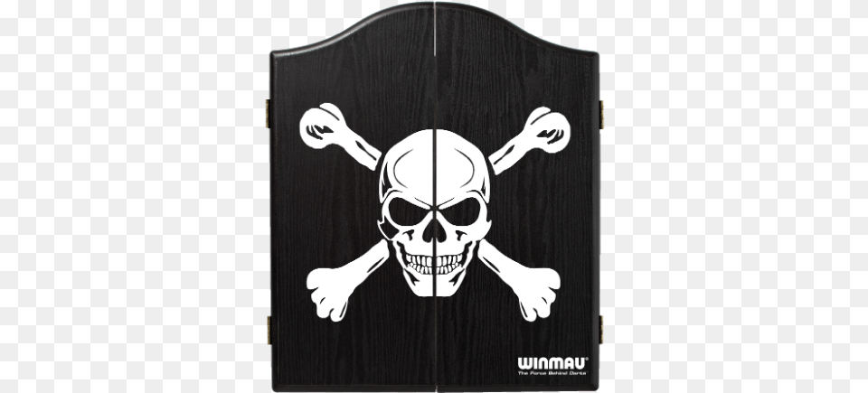 Winmau Dart Board Cabinet Black White Skull Winmau Skull Cabinet, Person, Pirate, Head, Face Png