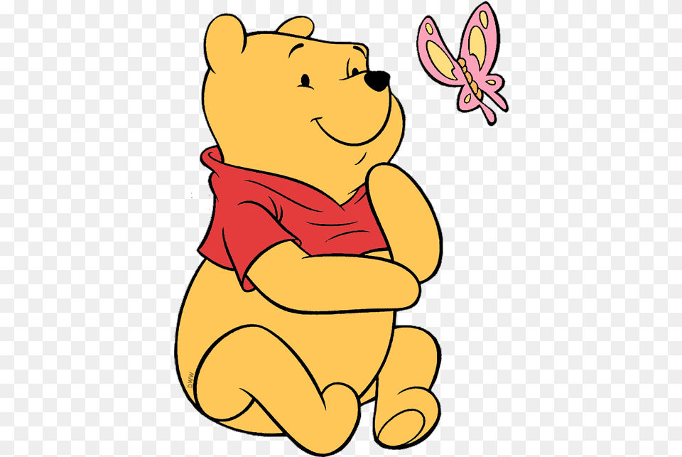 Winnie The Pooh Butterflies, Cartoon, Baby, Person, Teddy Bear Png Image