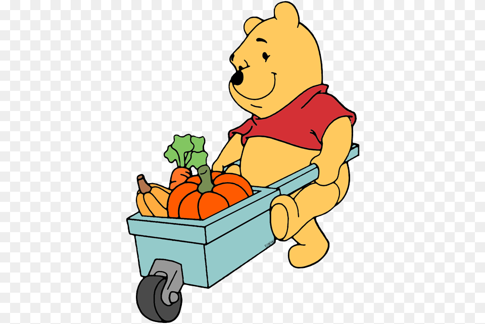 Winnie The Pooh Carting Vegetables Clip Art Winnie The Pooh, Animal, Bear, Mammal, Wildlife Png Image
