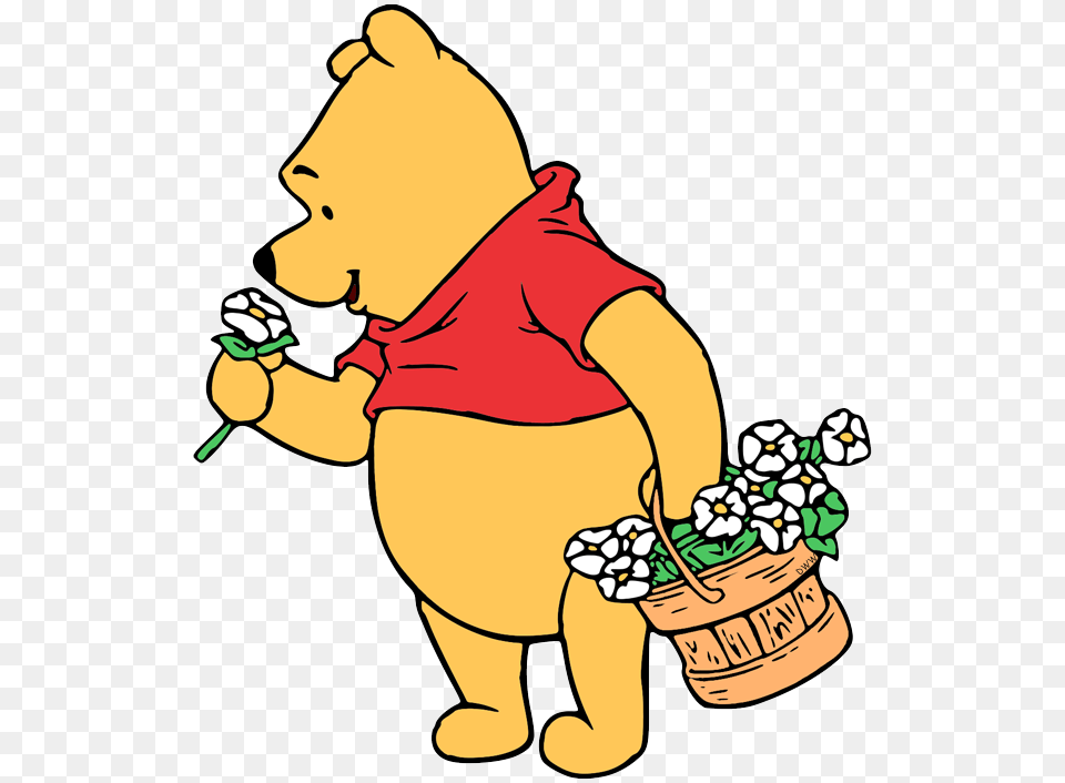Winnie The Pooh Clipart Flower, Face, Head, Person, Smelling Free Png Download