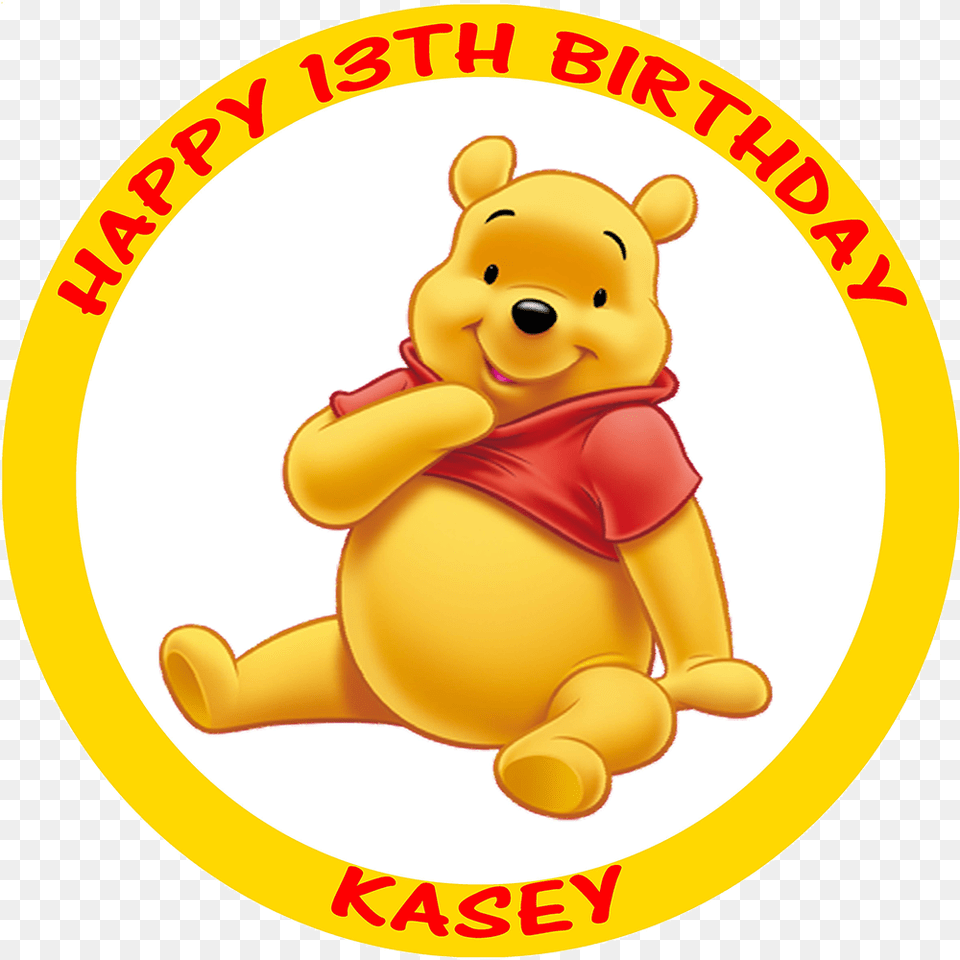 Winnie The Pooh Edible Personalised Round Birthday Winnie The Pooh Smile, Animal, Bear, Mammal, Wildlife Free Png