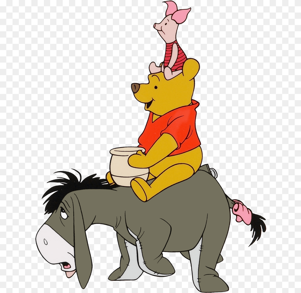 Winnie The Pooh Group Clipart Winnie The Pooh Riding Eeyore, Cartoon, Book, Comics, Publication Free Transparent Png