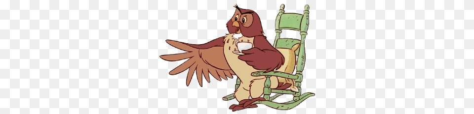 Winnie The Pooh Owl In His Rocking Chair, Furniture, Cartoon, Baby, Person Png
