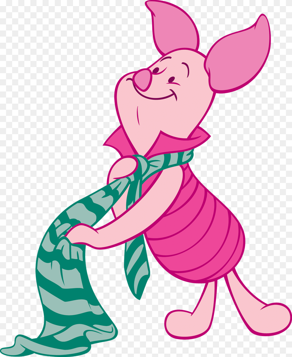 Winnie The Pooh Piglet With Scarf, Cartoon, Face, Head, Person Png Image