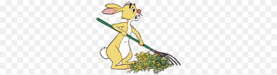 Winnie The Pooh Rabbit Raking Leaves, Garden, Nature, Outdoors, Gardening Free Png