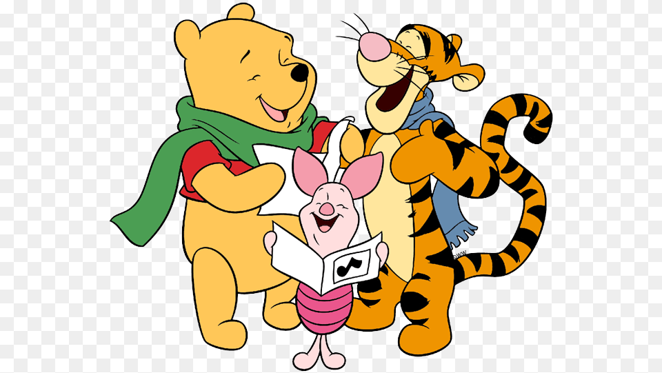 Winnie The Pooh Tigger Piglet Singing Carols, Cartoon, Animal, Bear, Mammal Png Image