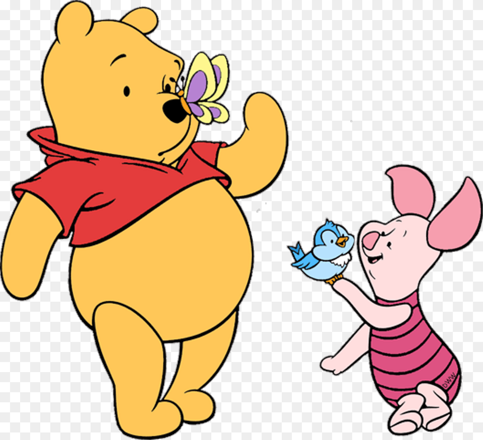 Winnie The Pooh With Butterflies Clipart Download, Animal, Bear, Mammal, Wildlife Png Image