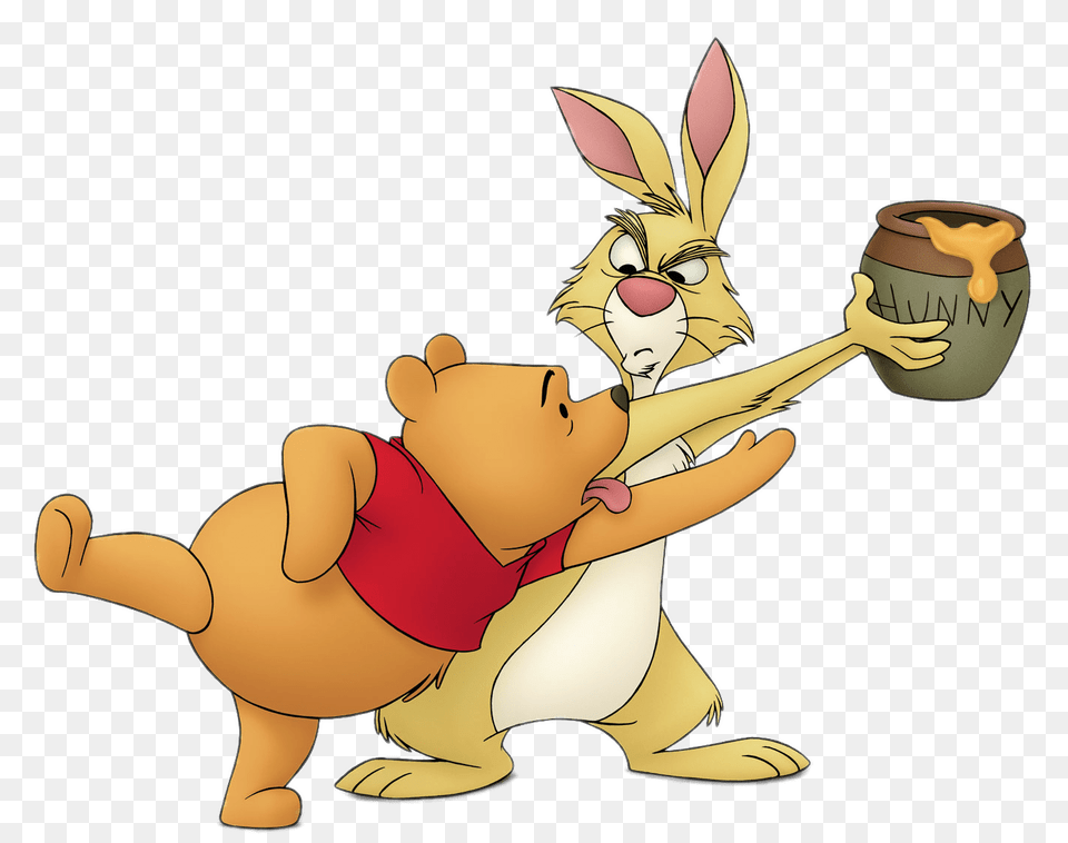 Winnie Trying To Take Honey From Rabbit, Cartoon, Baby, Person, Face Free Png Download