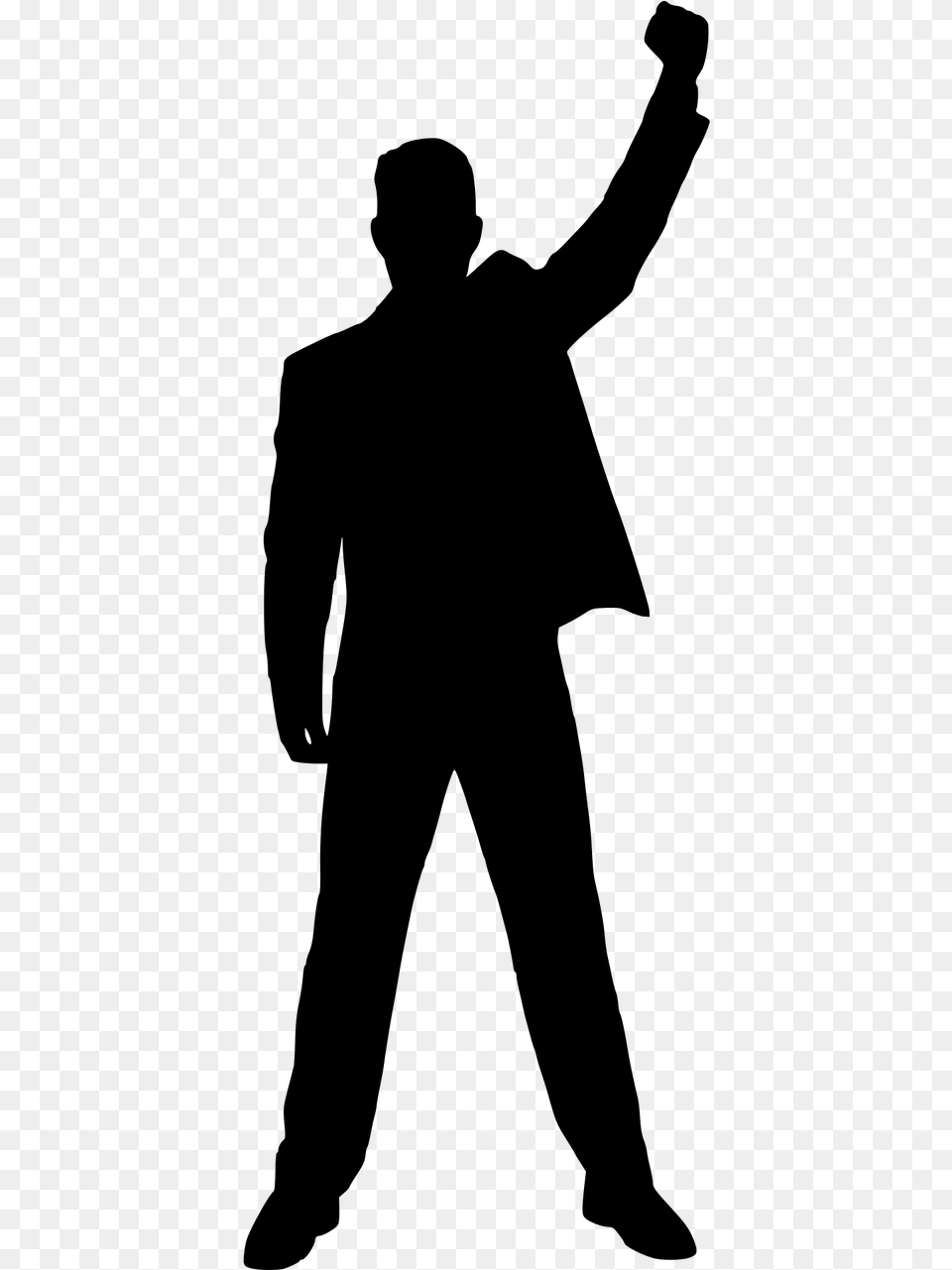 Winning Hands Up Vector Man Silhouette Hand Up, Gray Free Png Download