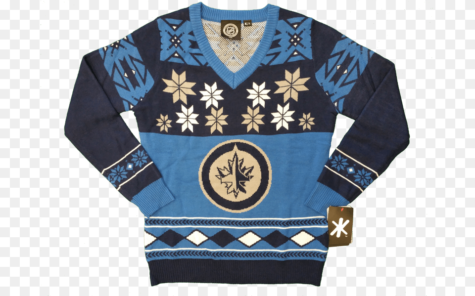 Winnipeg Jets Womens Big Logo Ugly Christmas Sweater Long Sleeve, Clothing, Knitwear, Sweatshirt, Flag Free Transparent Png