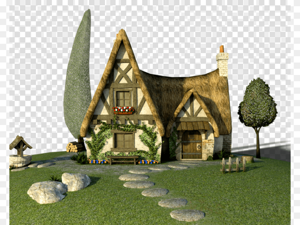 Winsical Clipart Elf Cottage Elf, Architecture, Plant, Lawn, Housing Free Png Download