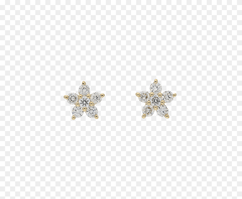 Winsor Bishop Yellow Gold Diamond Flower Earrings, Accessories, Earring, Gemstone, Jewelry Png Image