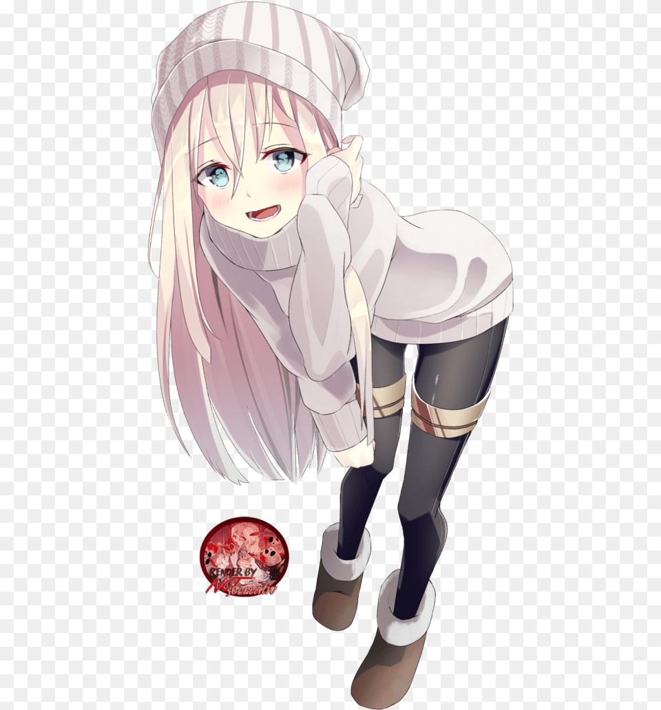 Winter Anime Girl 600x1059 Clipart Download Blonde Hair Anime Girl, Book, Comics, Publication, Baby Png