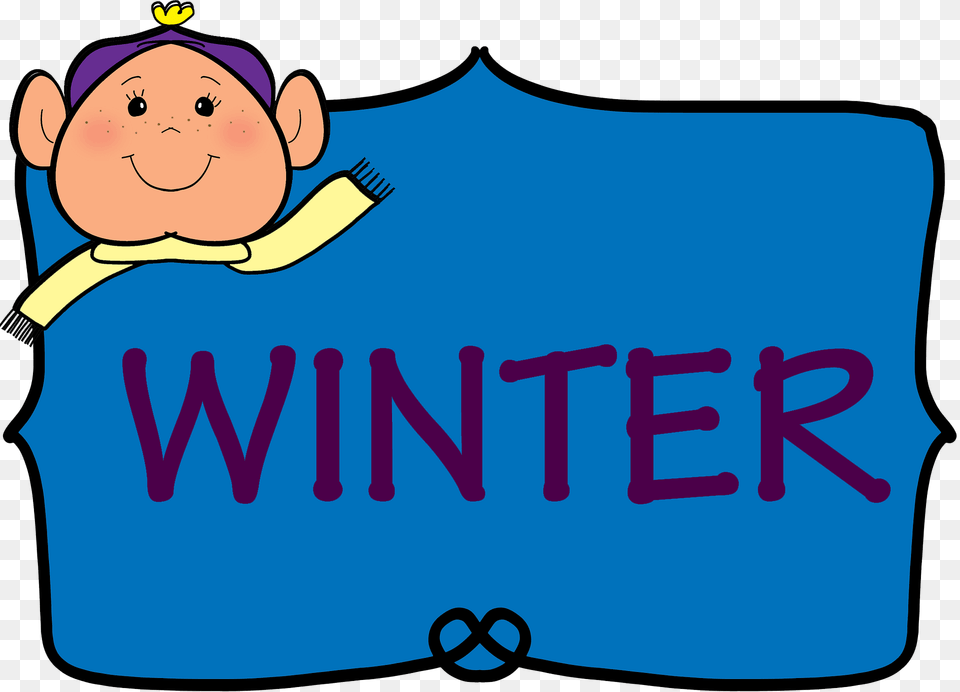 Winter Banner With Christmas Elf Clipart, Text, Face, Head, Person Free Transparent Png