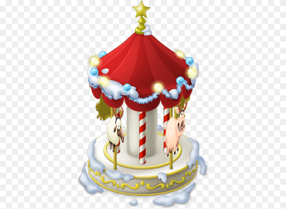 Winter Carousel Christmas Day, Amusement Park, Birthday Cake, Cake, Cream Free Transparent Png