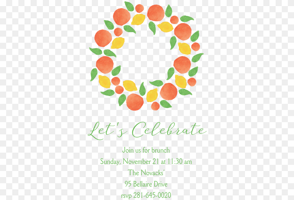 Winter Citrus Invitation Holiday Party Invitations Circle, Art, Floral Design, Graphics, Pattern Png Image