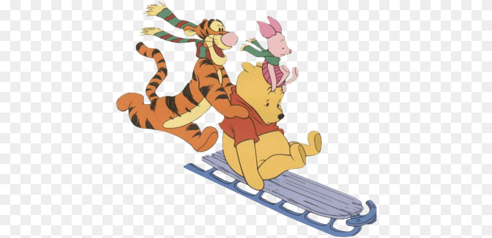 Winter Clipart Tigger Winnie The Pooh Winter, Sled, Cartoon, Animal, Reptile Free Png Download