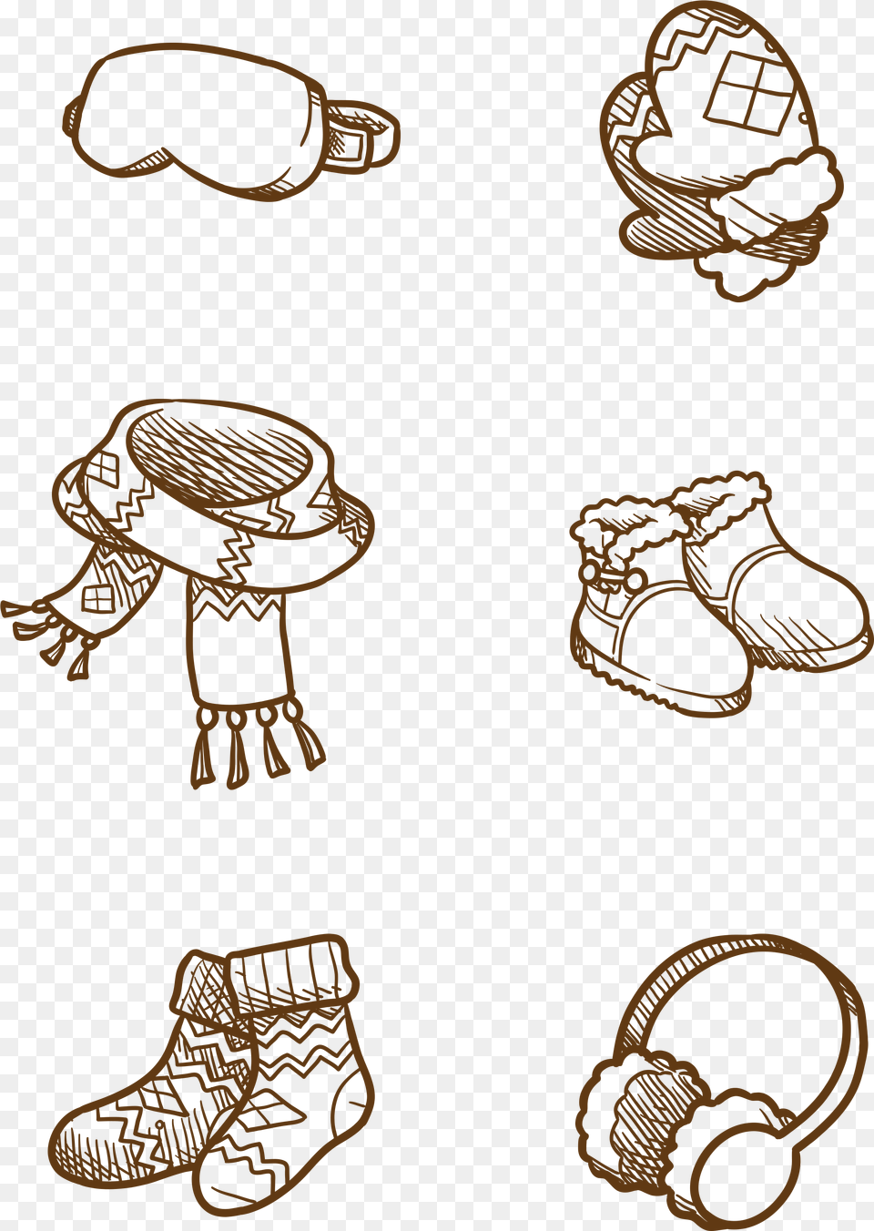 Winter Clothing Cartoon Hand Drawn And Psd Hand Drawn Winter Clothes, Footwear, Sandal, Knot, Shoe Free Png