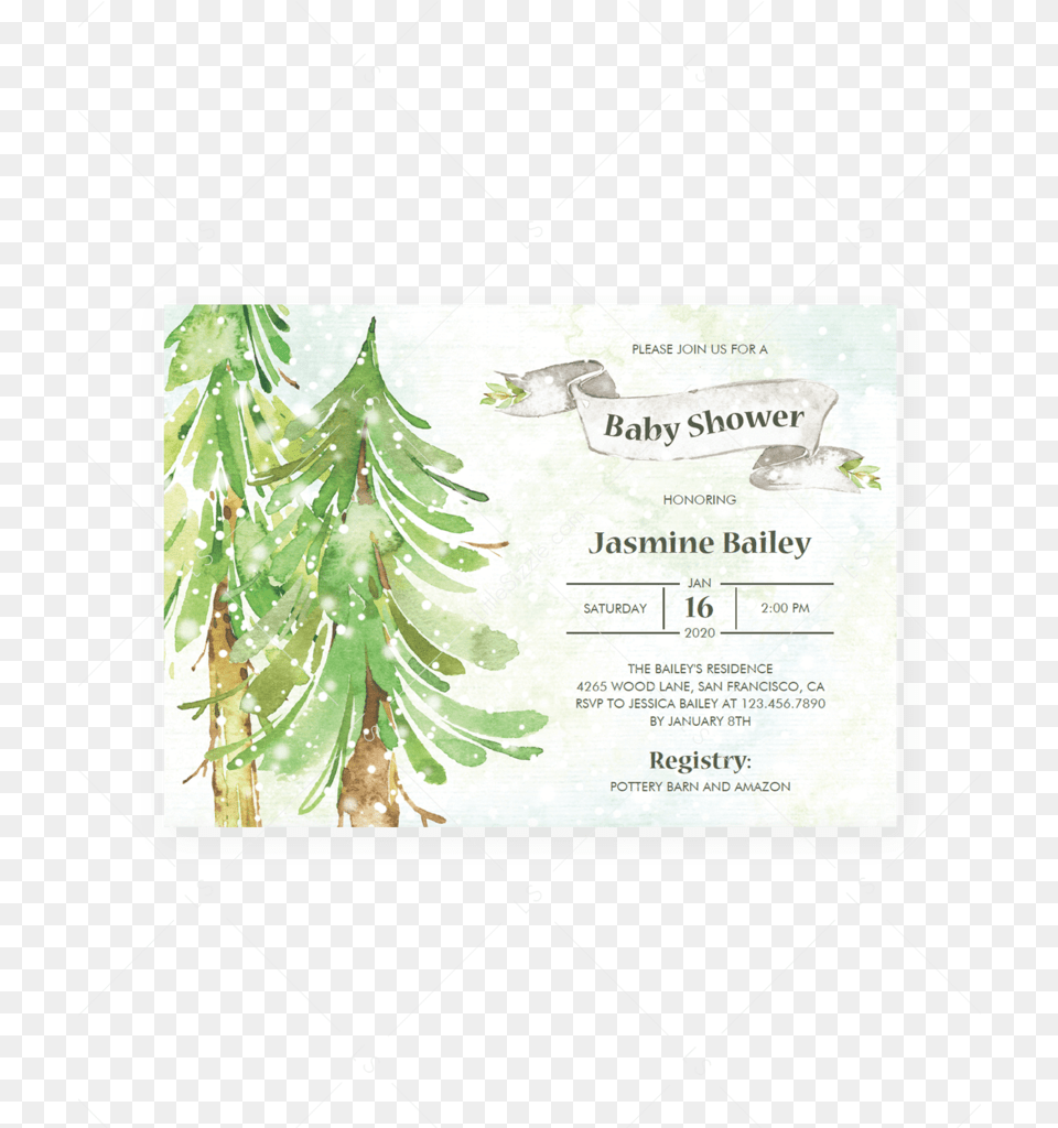 Winter Forest Baby Shower Invitation Gender Neutral Forests Baby Shower Invitations, Plant, Tree, Conifer, Text Free Transparent Png