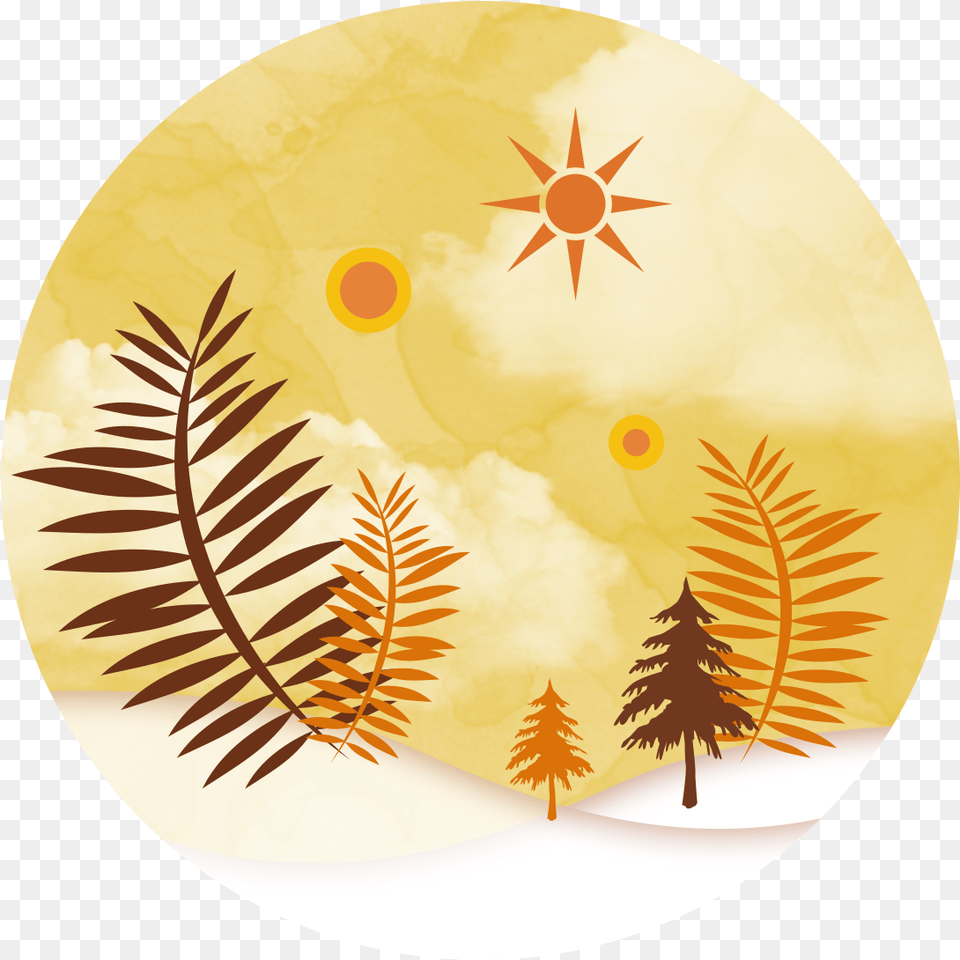 Winter Hand Drawn Tree Cartoon And Psd Circle, Leaf, Plant, Art, Outdoors Free Png