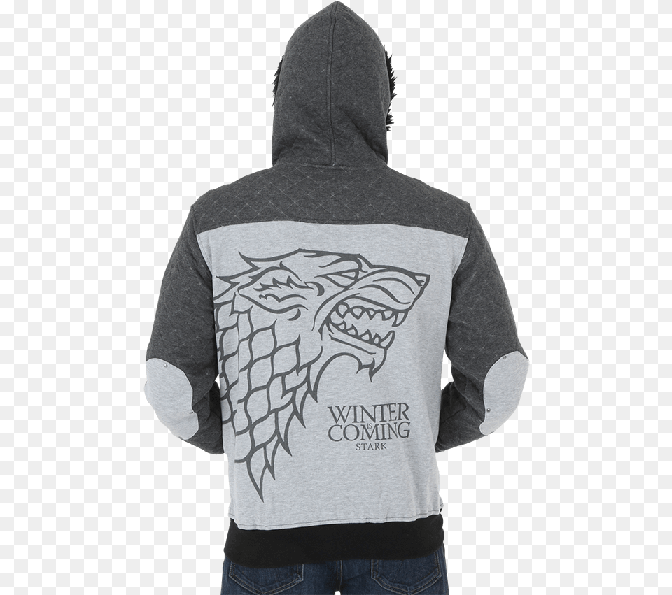 Winter Is Coming House Stark Zippered Hoodie Game Of Thrones, Clothing, Hood, Knitwear, Sweater Free Png Download