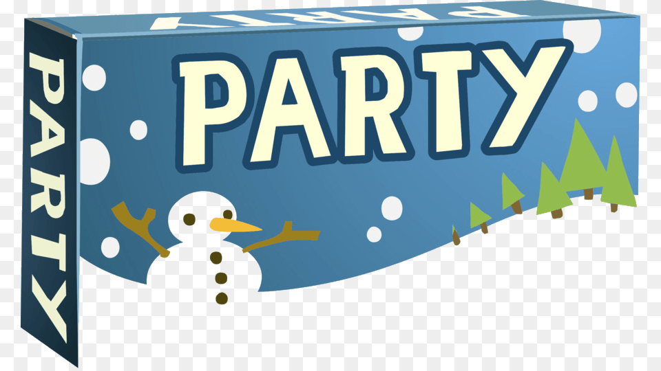 Winter Party Banner Clipart Blue Text Product Transparent Winter Party Clipart, Book, Publication, Box, Cardboard Free Png