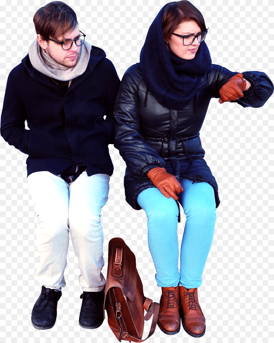 Winter Person Sitting, Jacket, Clothing, Coat, Glove Free Transparent Png