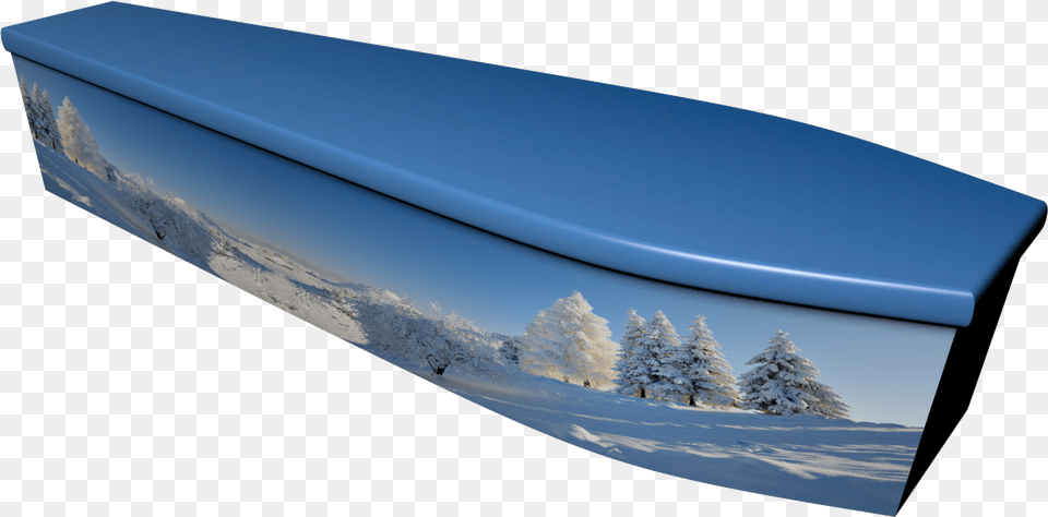 Winter Scene Printed Wooden Coffin Snow, Fir, Plant, Tree, Nature Png Image