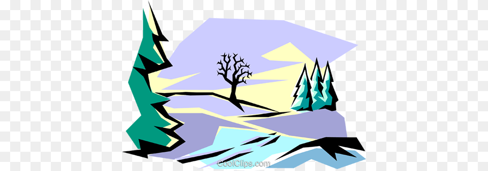 Winter Scene Royalty Vector Clip Art Illustration, Graphics, Tree, Plant, Painting Free Transparent Png